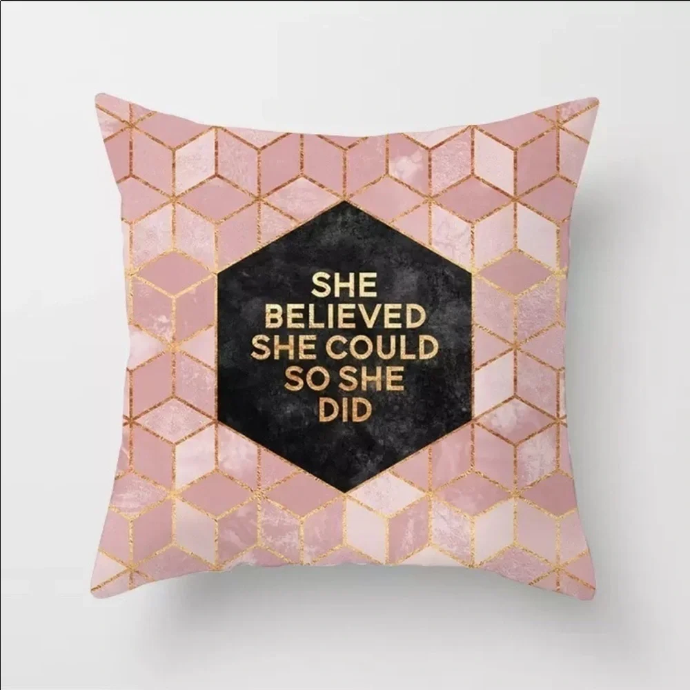 NEW! Boss Lady Geometric Printed Pillow Cover
